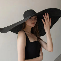 Foldable Women Oversized Floppy Straw Hat 70cm Diameter Large Brim Summer Sun Hats Panama Travel Beach Hat