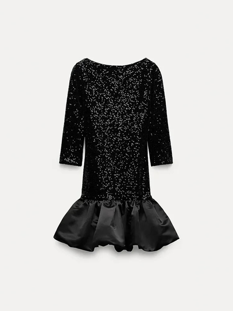 Shiny Backless Mini Dress