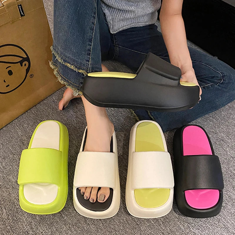 Thick Soled High-heeled Shoes Women's EVA Rubber Comfortable High Heeled Slippers Summer New Women's Anti Slip Soft Sole Sandals