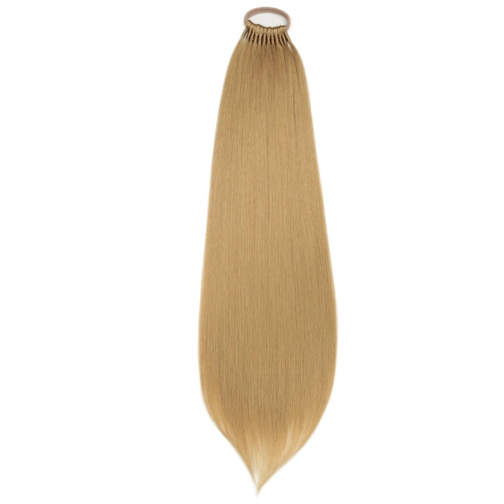 24 32 Inch Straight Ponytail With Elastic Band Synthetic Ponytail Extension Wrap Around Heat Resistant Pony Tail for Women