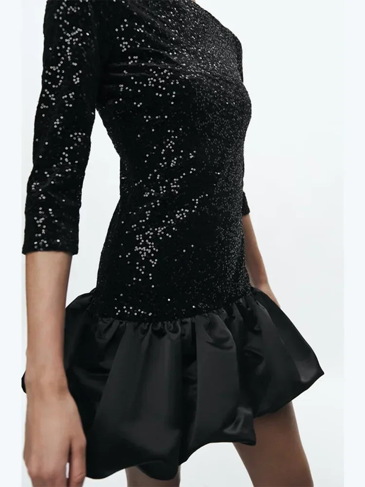 Shiny Backless Mini Dress