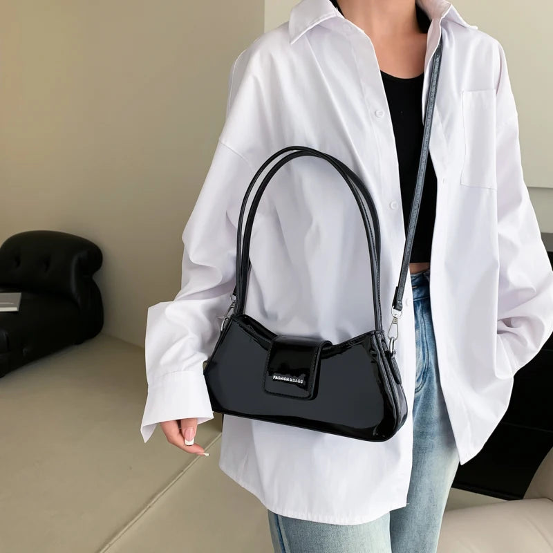 Small Pink Shoulder Bags for Women Spring Designer Silver Fashion Handbags Trend Leather Underarm Ladies Solid Color Gold