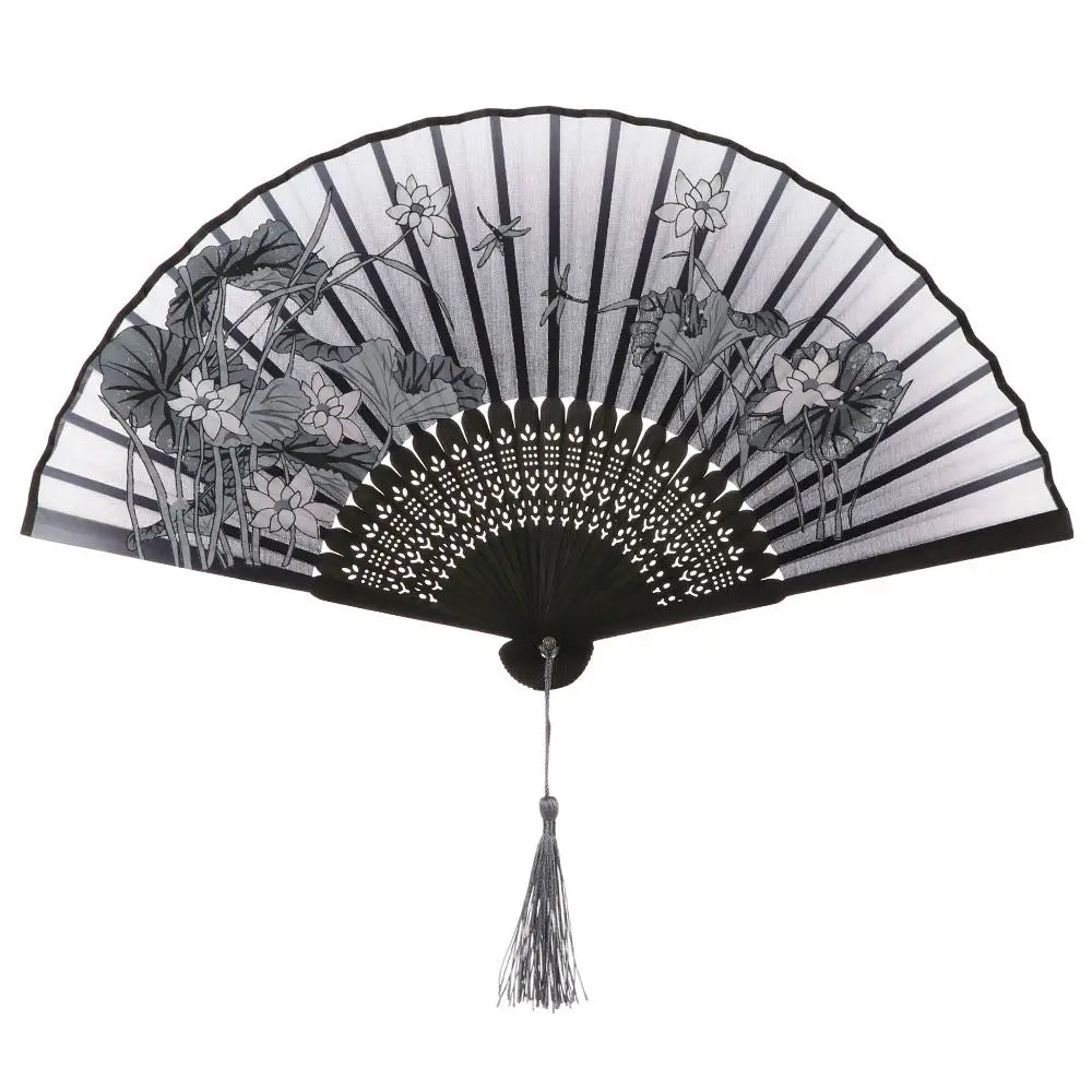 Bamboo Antique Folding Fan Chinese StyleFan Summer Female Dance Fan Portable Elegent Flower Hand Held Fan