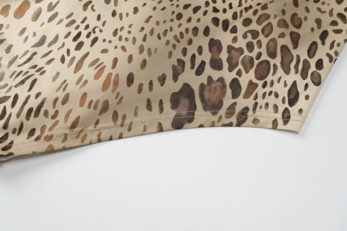 Halter Leopard Backless Maxi Dress Women Long Dresses