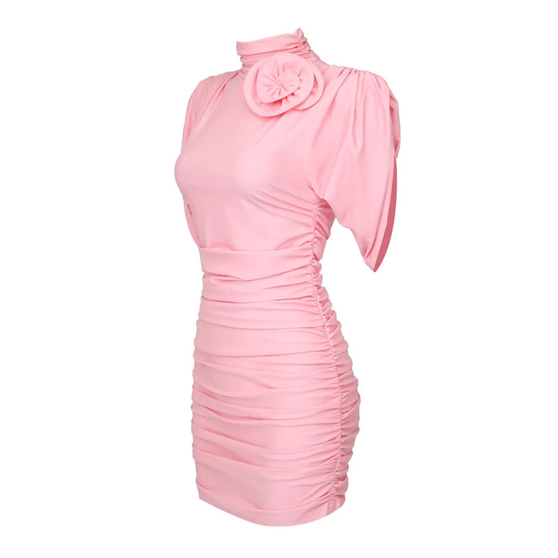 Pleated Bodycon Mini Dresses