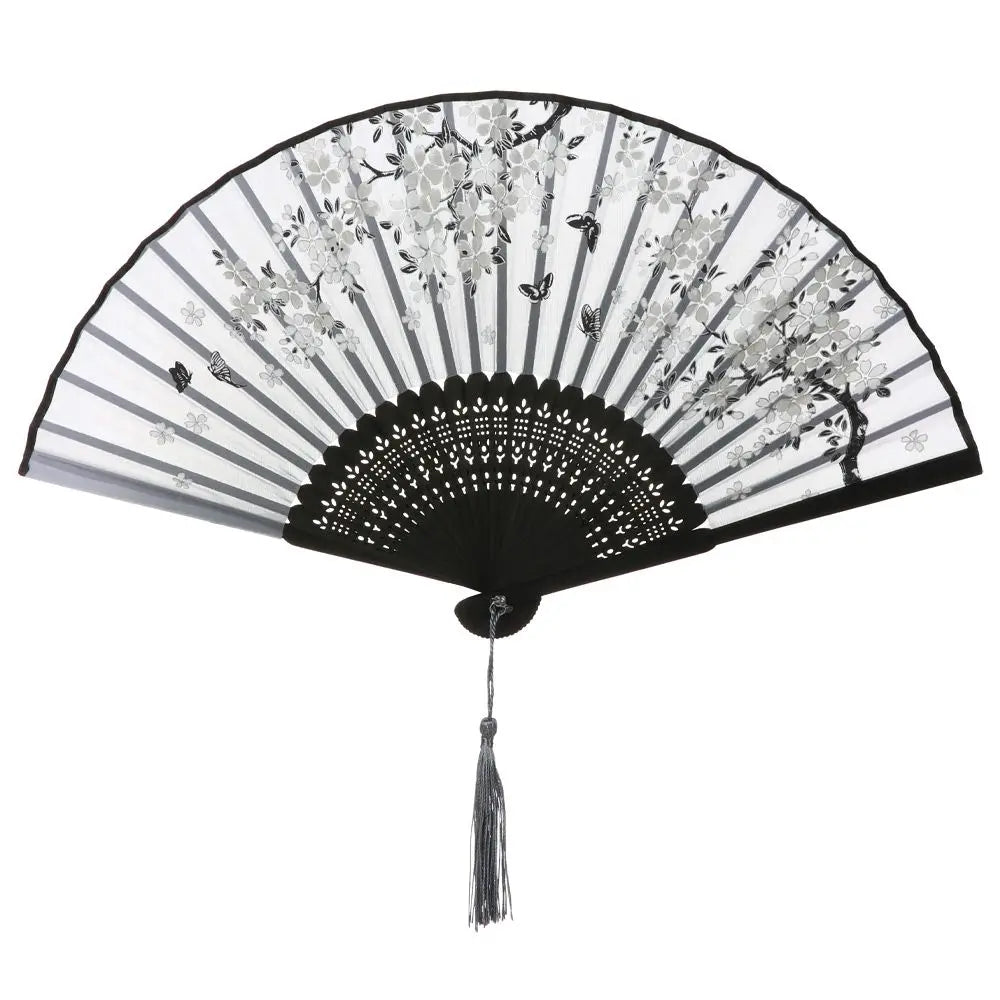 Bamboo Antique Folding Fan Chinese StyleFan Summer Female Dance Fan Portable Elegent Flower Hand Held Fan