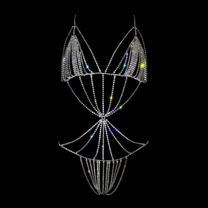 Rhinestone Body Jewelry Underwear Chain for Party Bra Set Bikini