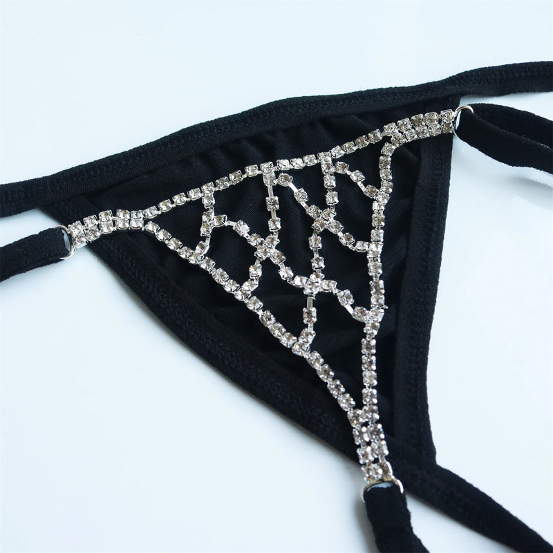 Rhinestone Mesh Underwear Exaggerated Body Chain Underwear