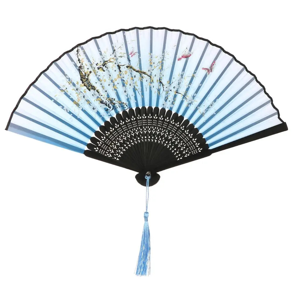 Bamboo Antique Folding Fan Chinese StyleFan Summer Female Dance Fan Portable Elegent Flower Hand Held Fan