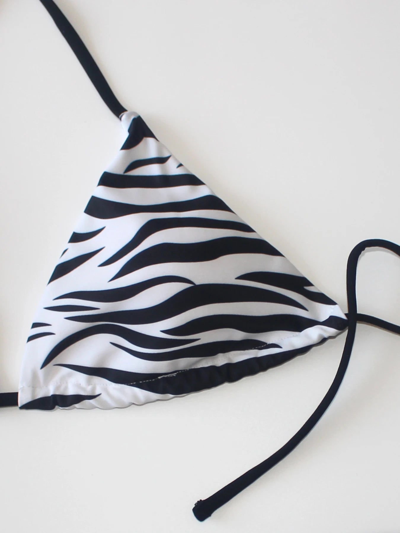 Ladies Zebra Stripe Print Bikini Set Casual Swim Top Beach Vacation Fashionable Side