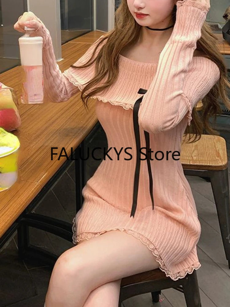 Autumn Sweet French Dress Evening Slim Elegant Mini Dress