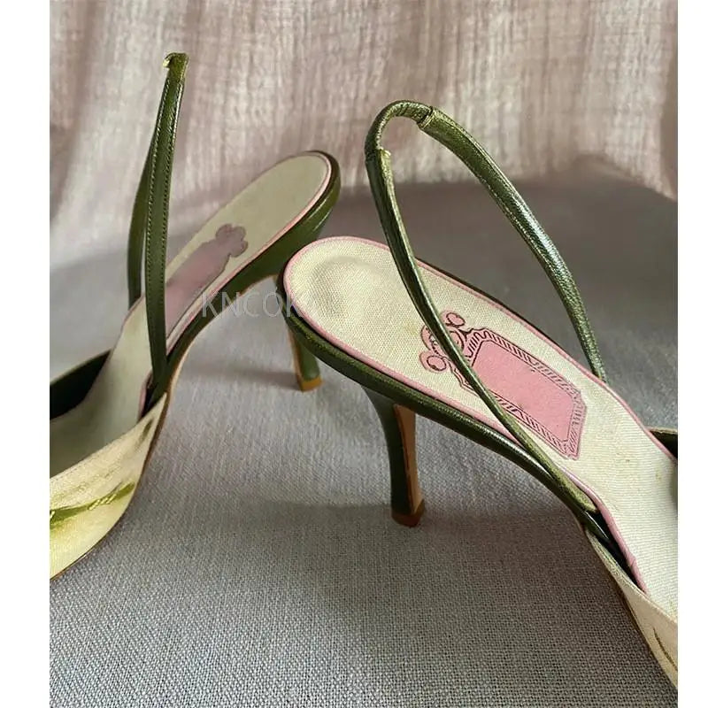 Embroidered Pointed Thin Heel High Heel Shoes 2023 New Summer Chinese Shallow Cut Hollow Single Shoes Women's Baotou Sandals