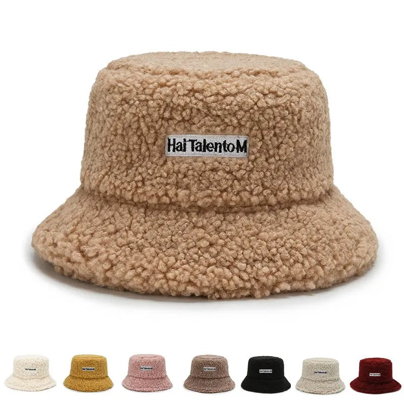 Unisex Bucket Hats Winter Outdoor Sun Visor Panama Cap Letter Embroidered