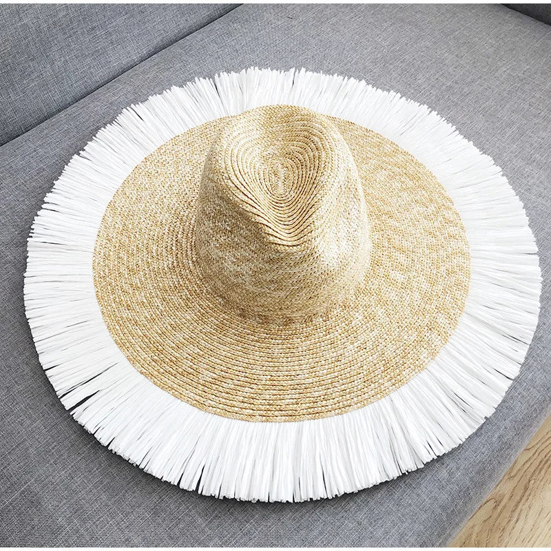 Womens Straw Sun Hats Wide Brim Summer Beach Cap for Women Foldable Travel UV Protection Hat Fashion Beach Large Eaves Hat