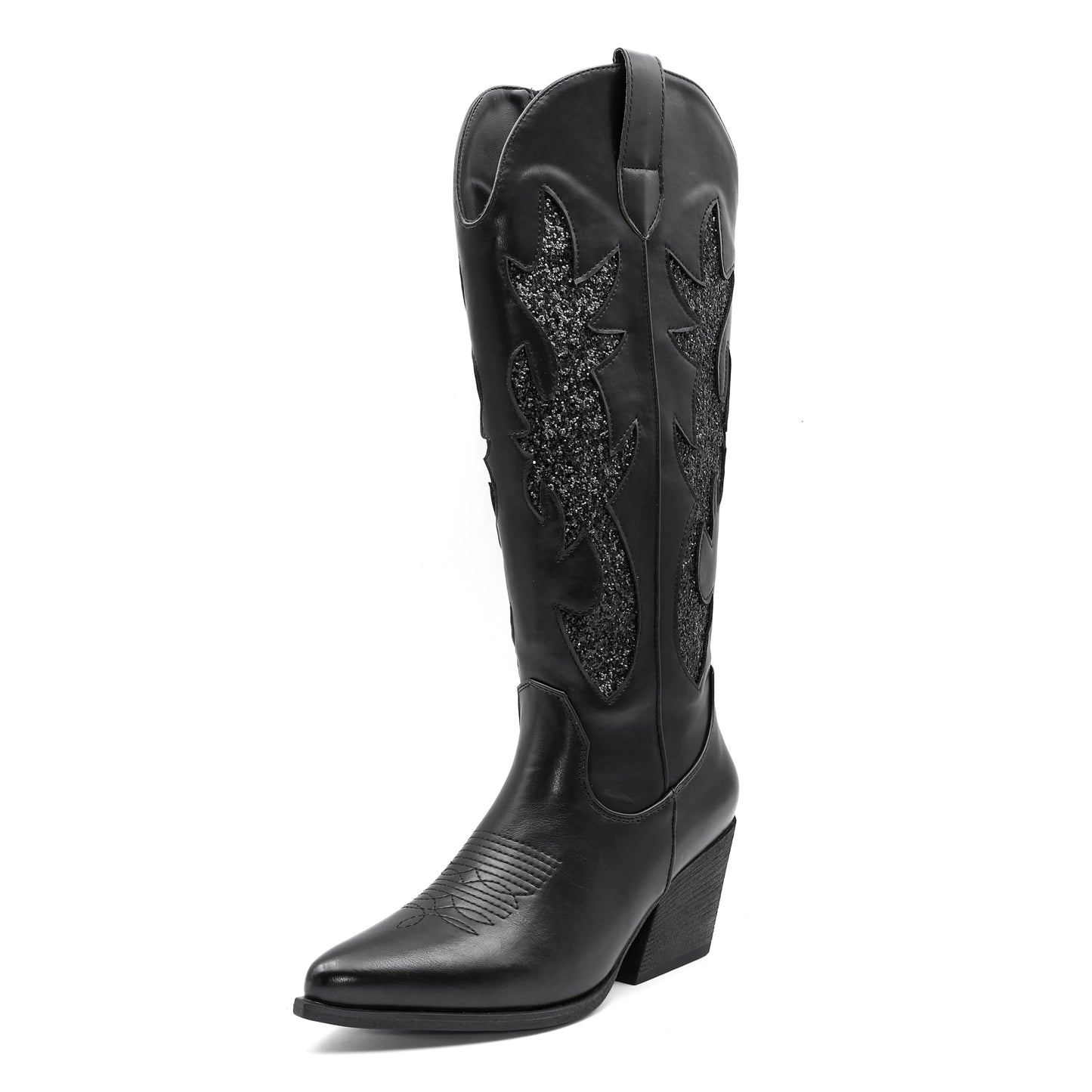 Cowgirl New Western Cowboy Boots Women Autumn Pointed Toe Thick Heel High Knee Boots
