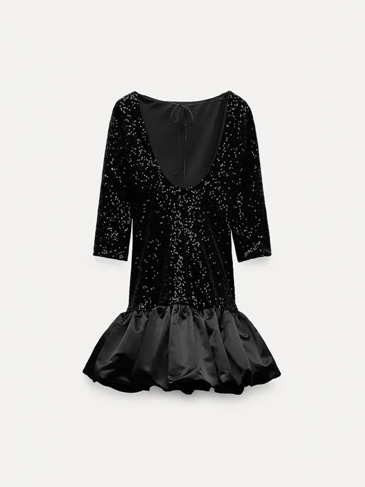 Shiny Backless Mini Dress