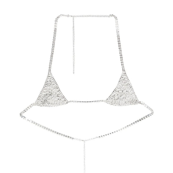 Triangle Cup Bra Chest Chain Cover Rhinestone Body Chain Accessories