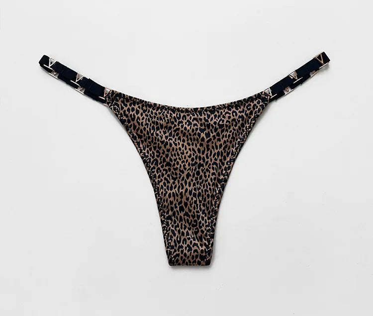Thong Women Underwear Briefs Panties Zebra Flower Low Rise Luxury Metal Buckle G-String Bikini Girls Female Panty