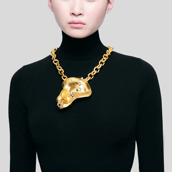 Vintage Baroque Style Alloy Plated Face Shaped Necklace
