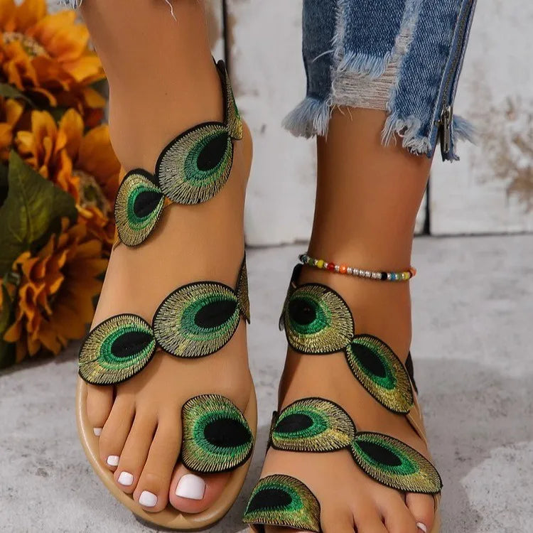 Stylish sandals flat toe slippers comfortable summer shoes