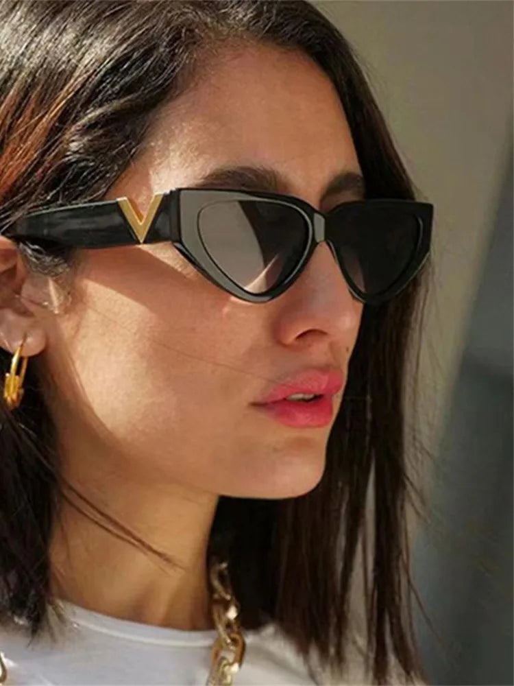 Luxury Vintage Cat Eyt Sunglasses V Brand Designer Cateye Sun Glasses Female Eyewear UV400 Gafas De Sol Mujer