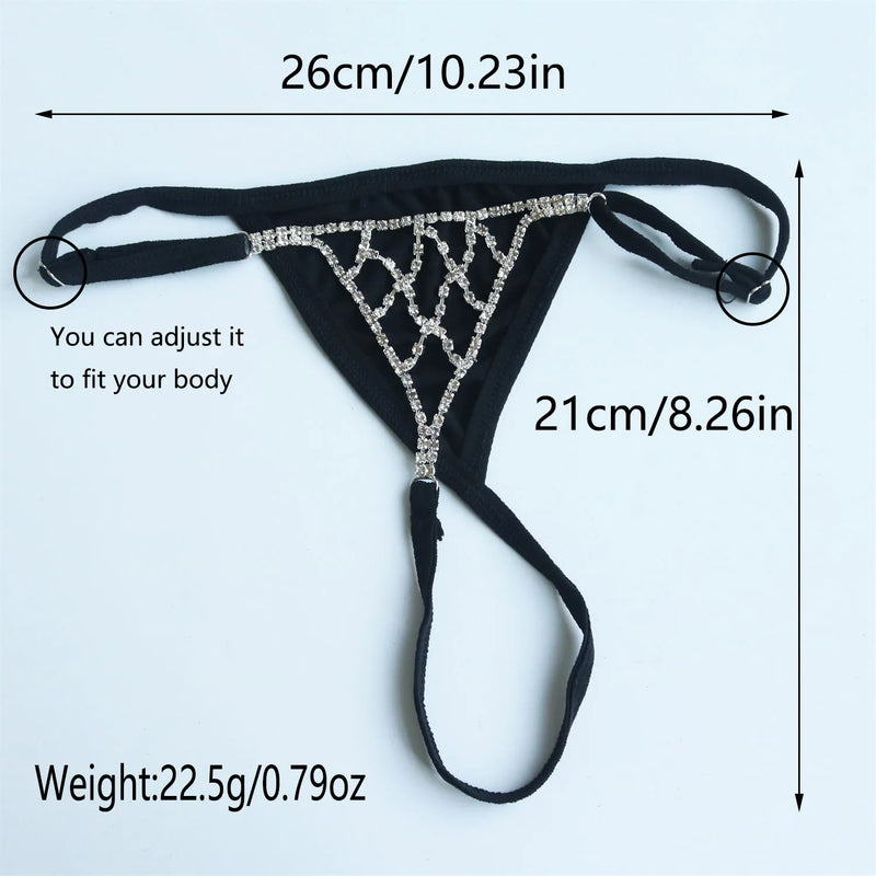 Rhinestone Mesh Underwear Exaggerated Body Chain Underwear