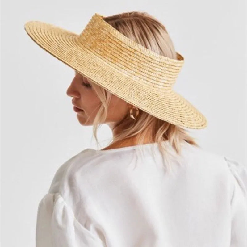 Summer Empty Top Round Sun Hats For Elegant Wide Large Brim Beach Straw Hat Casual Panama Caps Uv Protection Cap Sombrero