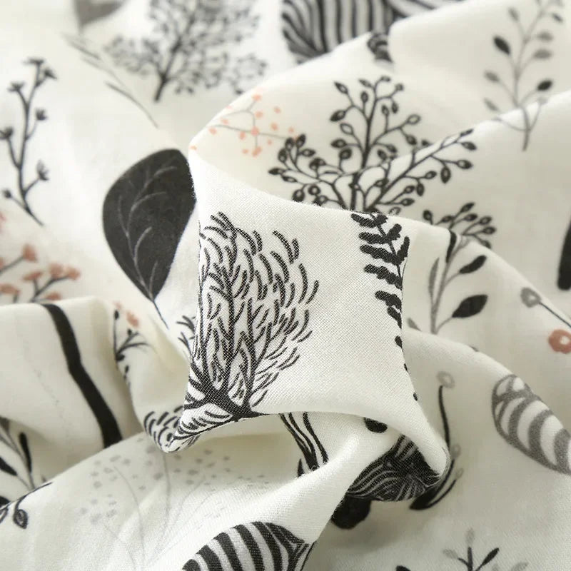 Zebra Print Pajamas for Women Turn-down Collar Lace Cuffs Long-sleeved  Trousers Loose Loungewear Cotton Double-layer Set