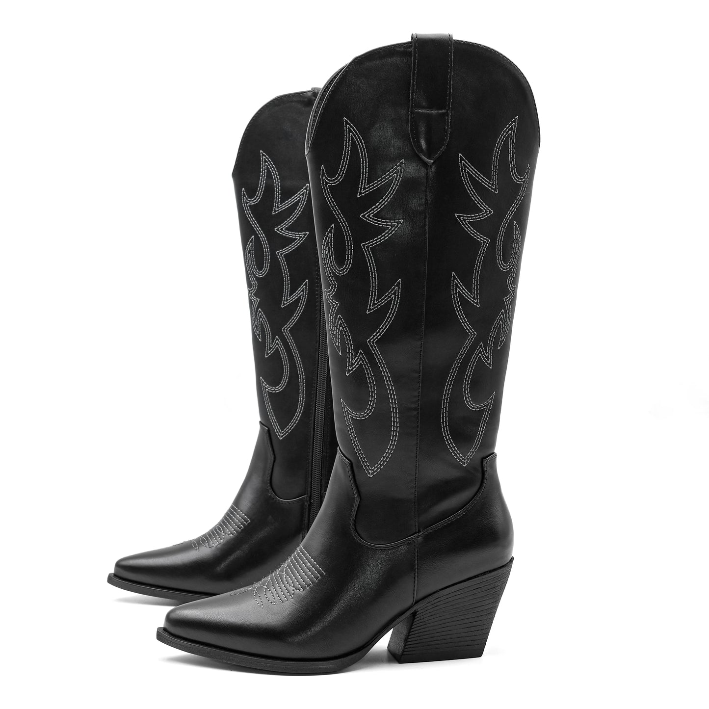 Cowgirl New Western Cowboy Boots Women Autumn Pointed Toe Thick Heel High Knee Boots