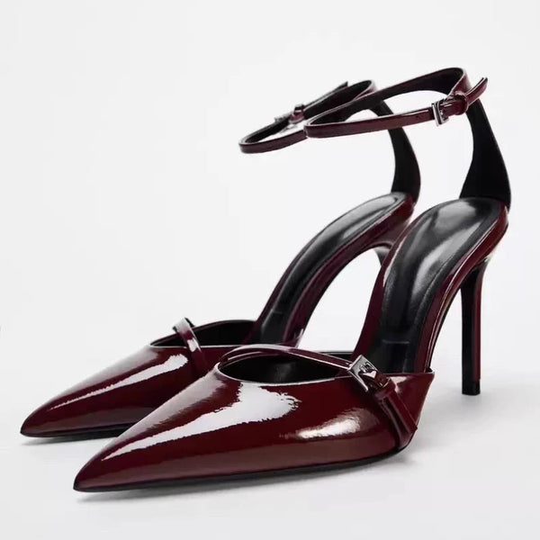 Elegant High Heeled Women's Shoes Patent Leather Pointed Toe Sexy Red Weddings Bridal Pumps Ladies Designer Luxury Stilettos