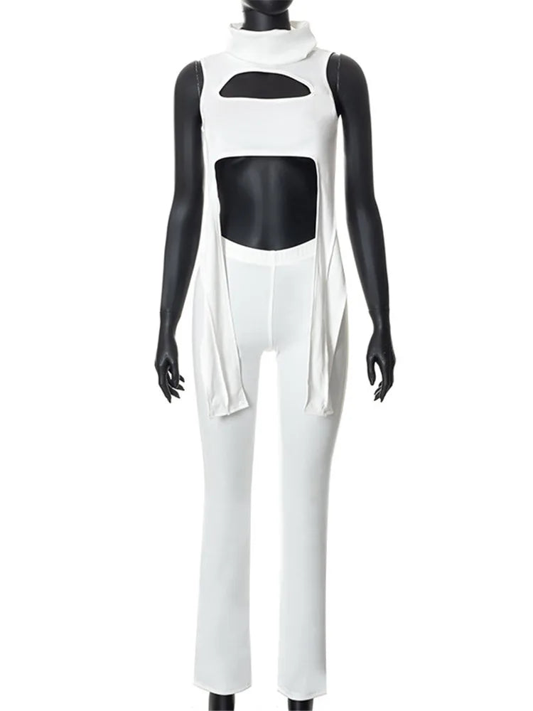 New High Street Women Two Pieces Sets Autumn Slim Solid O-neck Long Pants Sets Casual Daily Clothing