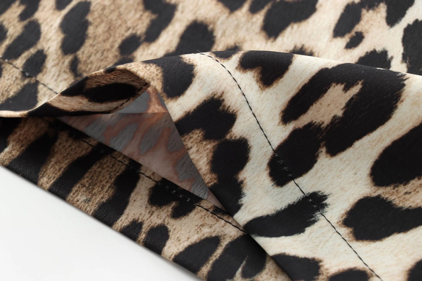 Dresses for Women Summer Dress Woman leopard print Midi Shirt Style Short Sleeved Dress