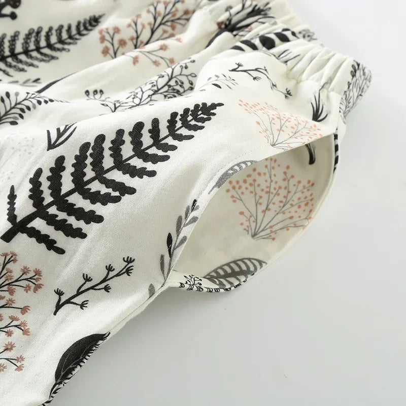 Zebra Print Pajamas for Women Turn-down Collar Lace Cuffs Long-sleeved  Trousers Loose Loungewear Cotton Double-layer Set