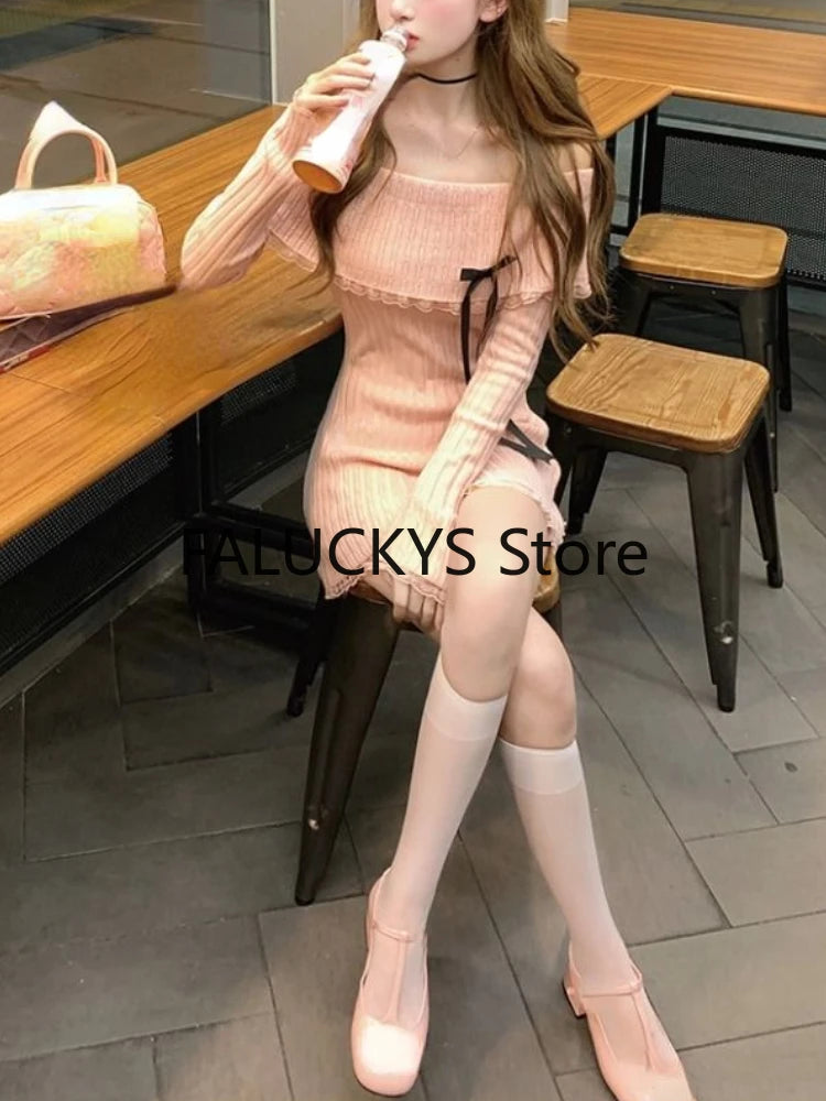 Autumn Sweet French Dress Evening Slim Elegant Mini Dress