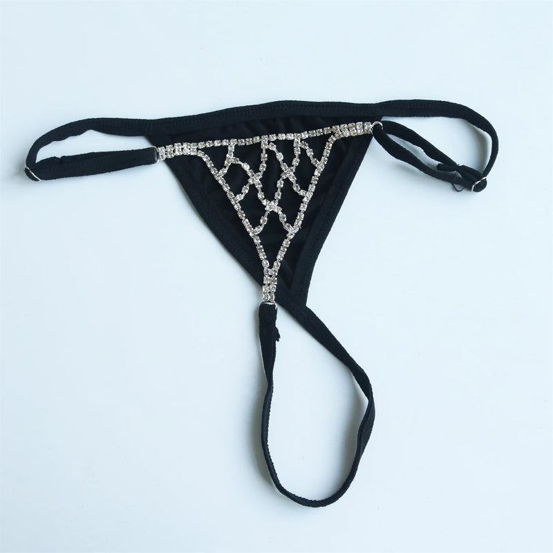 Rhinestone Mesh Underwear Exaggerated Body Chain Underwear