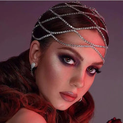 Rhinestone Head Chain Mesh Headpiece Bridal