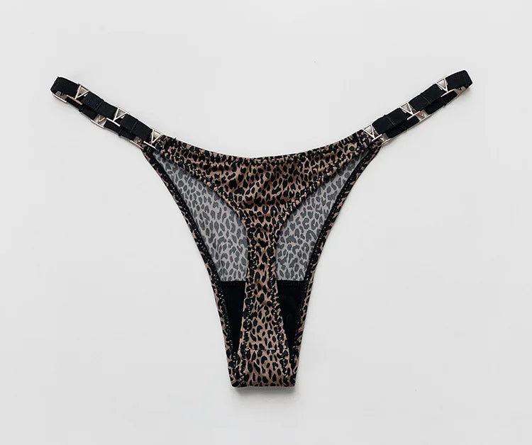 Thong Women Underwear Briefs Panties Zebra Flower Low Rise Luxury Metal Buckle G-String Bikini Girls Female Panty