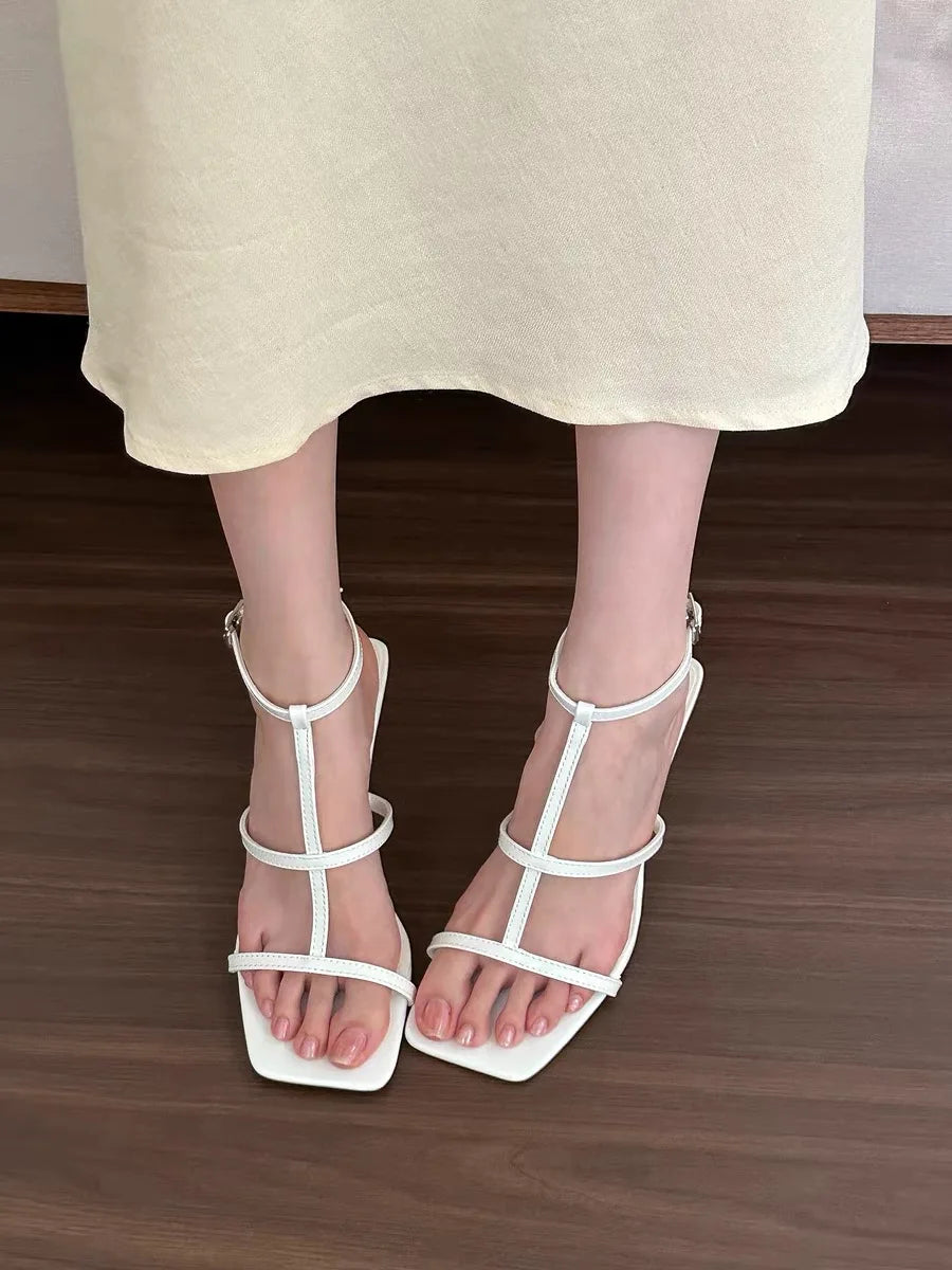 Toe-Open High Heels Women's Fine Heel T-Strap