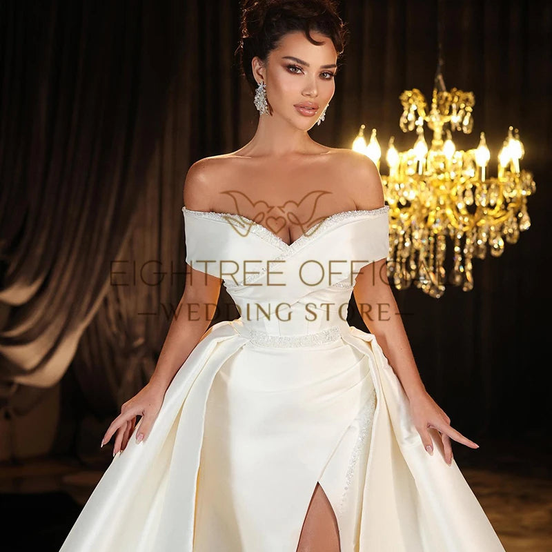Eightree White Mermaid Wedding Dresses 2024 Off The Shoulder Bridal Dress Boho Wedding Evening Ball Prom Gowns bestidos de novia