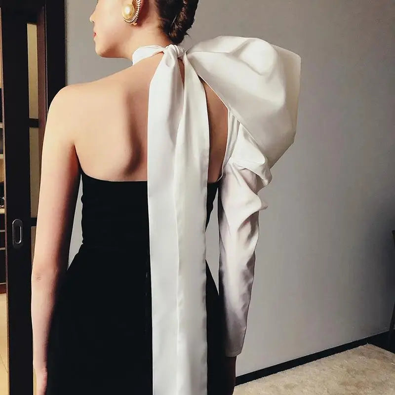 Irregular Sleeves Bra Special Bow Dress