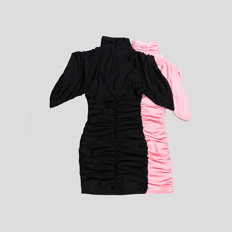 Pleated Bodycon Mini Dresses