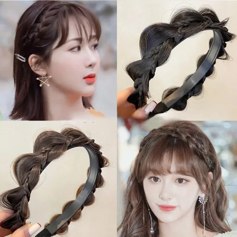 1pc Wig Twist Headbands for Women Wide Fishbone Braids Hairbands Handmade Headwear Accessories