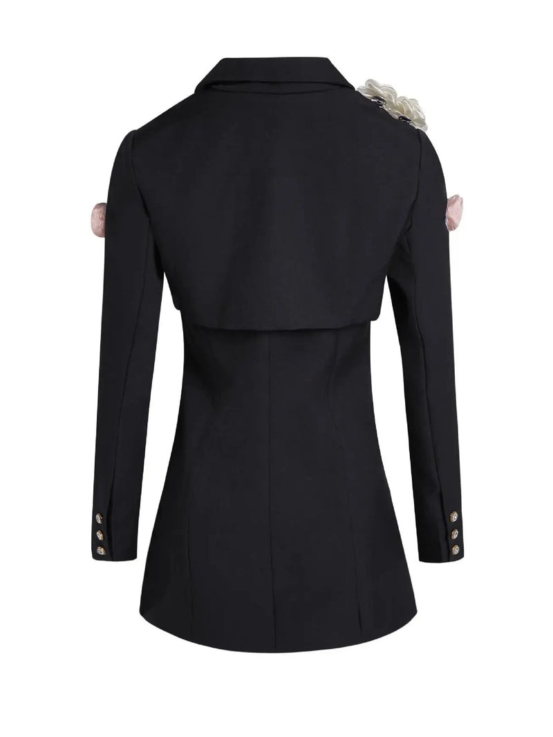 Runway Winter New Long Sleeve Flower Blazer Dress High Street Celebrity Designer Office Lady Jackets