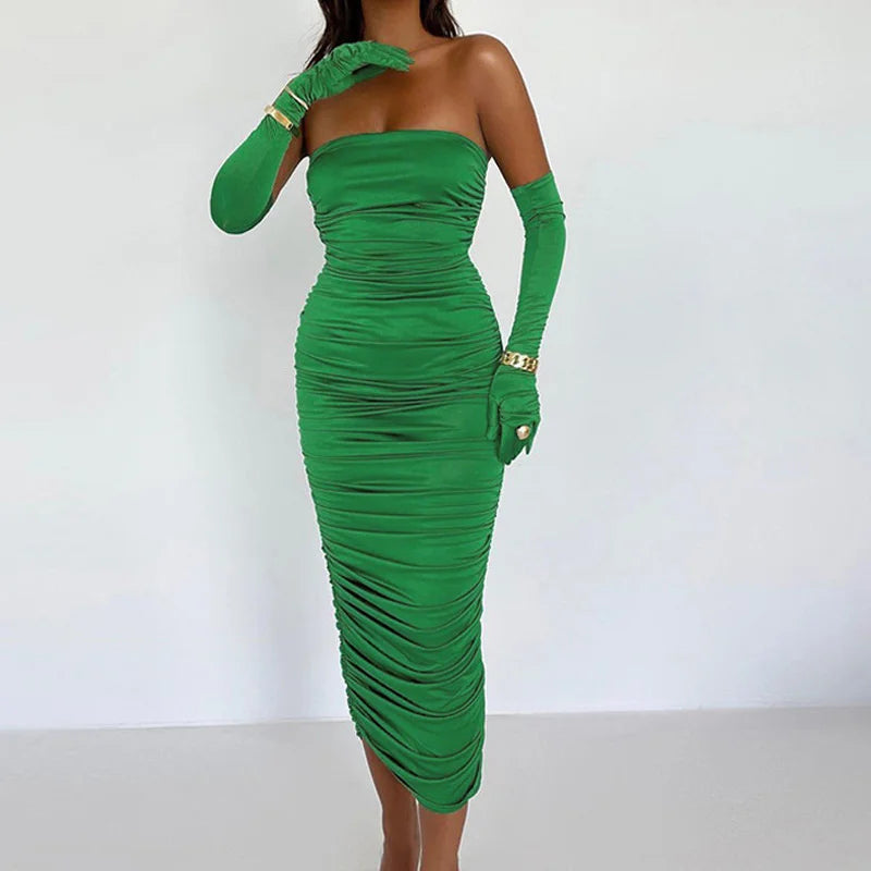 French Dresses With Sleeve Strapless Elegant Long Bodycon Dress