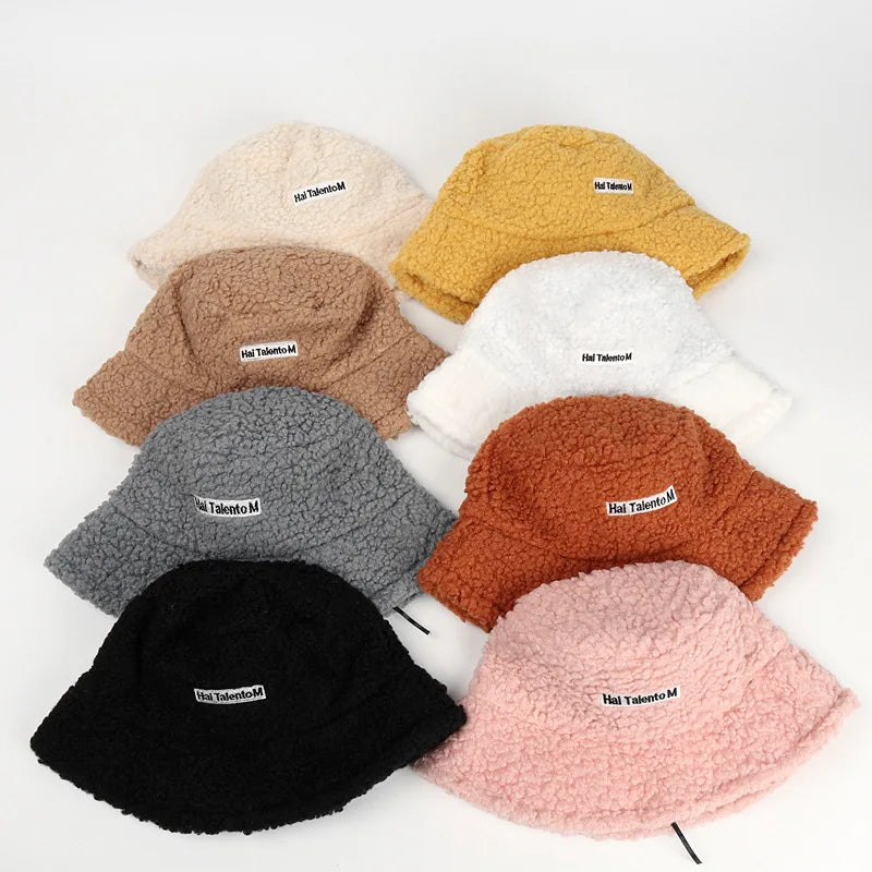 Unisex Bucket Hats Winter Outdoor Sun Visor Panama Cap Letter Embroidered