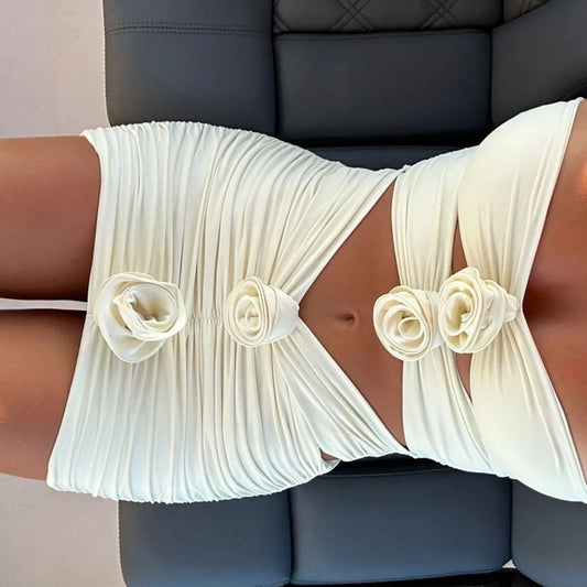 Two-Pieces Floral Lace Up Beachwear Monokini