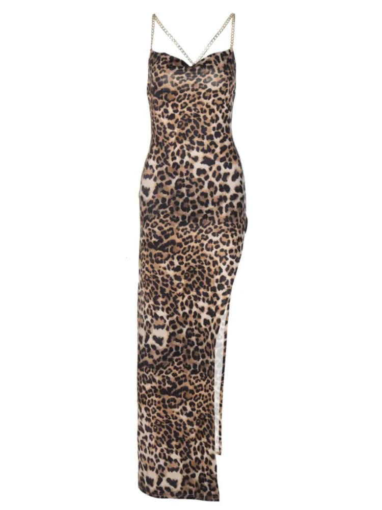 Retro Leopard Print Sleeveless Dress