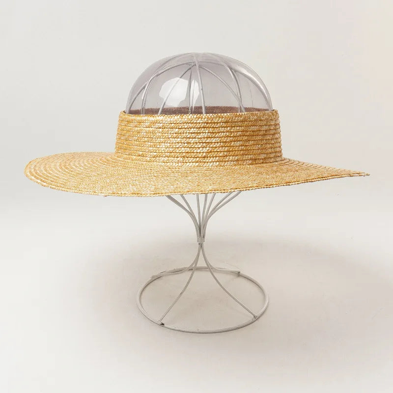 Summer Empty Top Round Sun Hats For Elegant Wide Large Brim Beach Straw Hat Casual Panama Caps Uv Protection Cap Sombrero