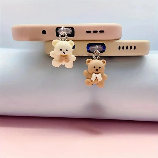 Phone Dust Plug iPhone Samsung Type-C Interface Cute Bear Decorative Accessories Hanging Accessories Universal Dust Plug