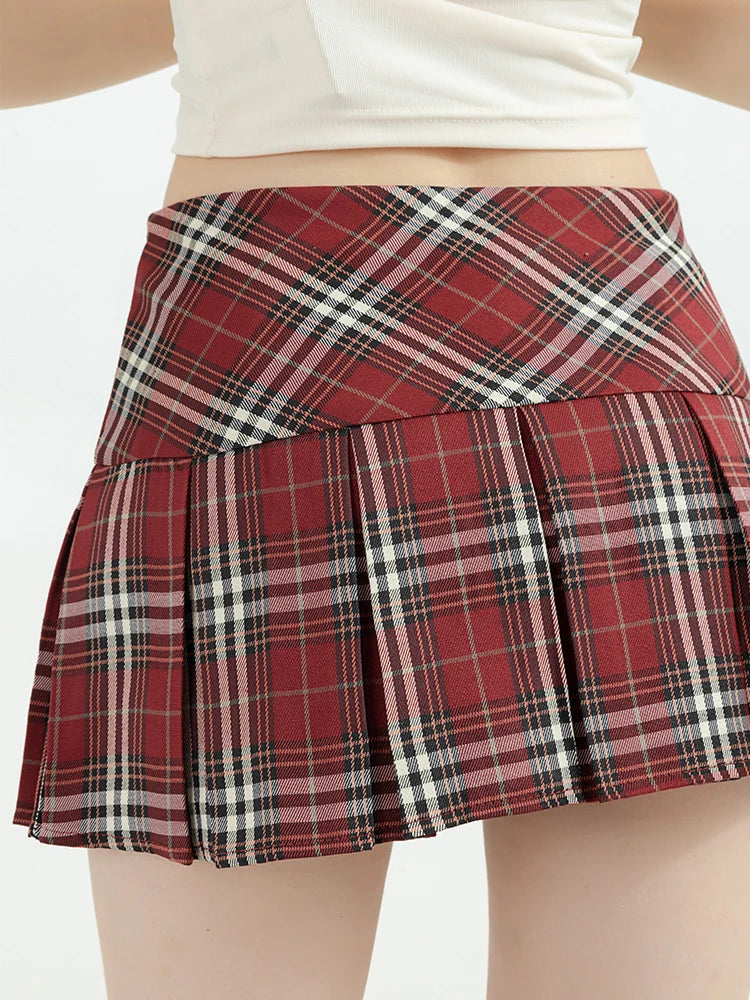 Vintage Mini Plaid Skirts High Waist Fashion Tide